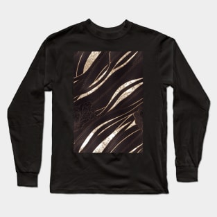 Dark Brown Ornamental Leather Stripes, natural and ecological leather print #58 Long Sleeve T-Shirt